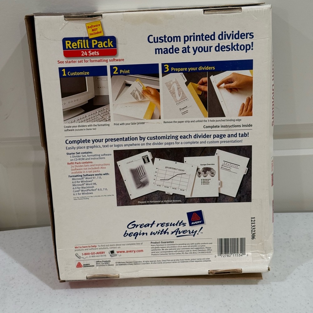 NEW Avery Laser Direct Print Custom Dividers with White Tabs ~ 24 Sets - Picture 7 of 8